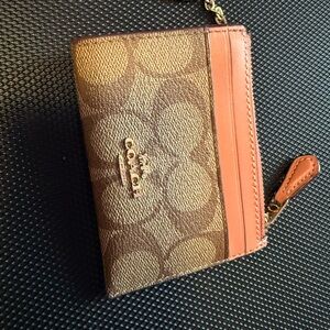 Coach Brown and Tan Signature Card Holder